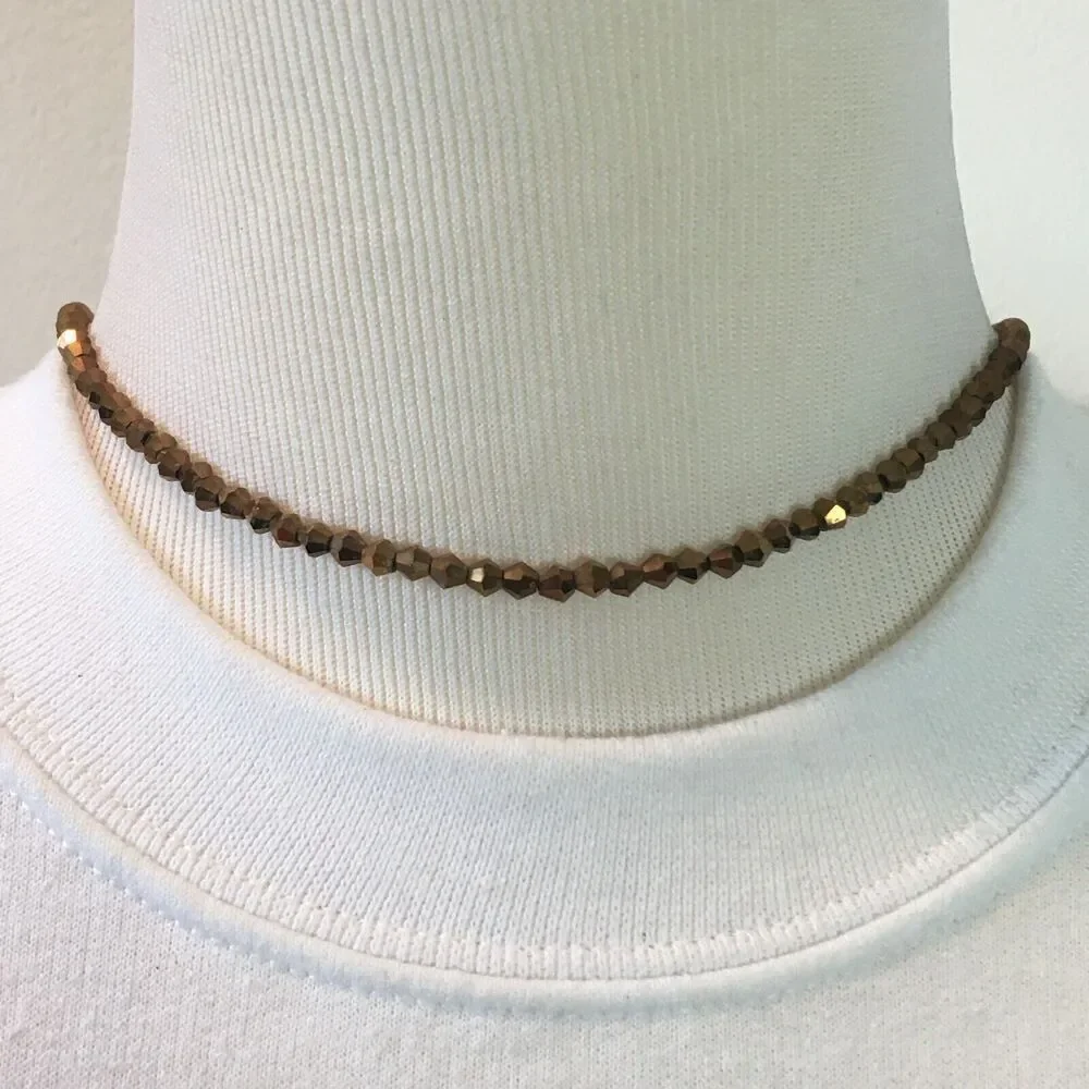Handmade Tassel Necklace 33in Bronze Metallic Coated Glass Beads